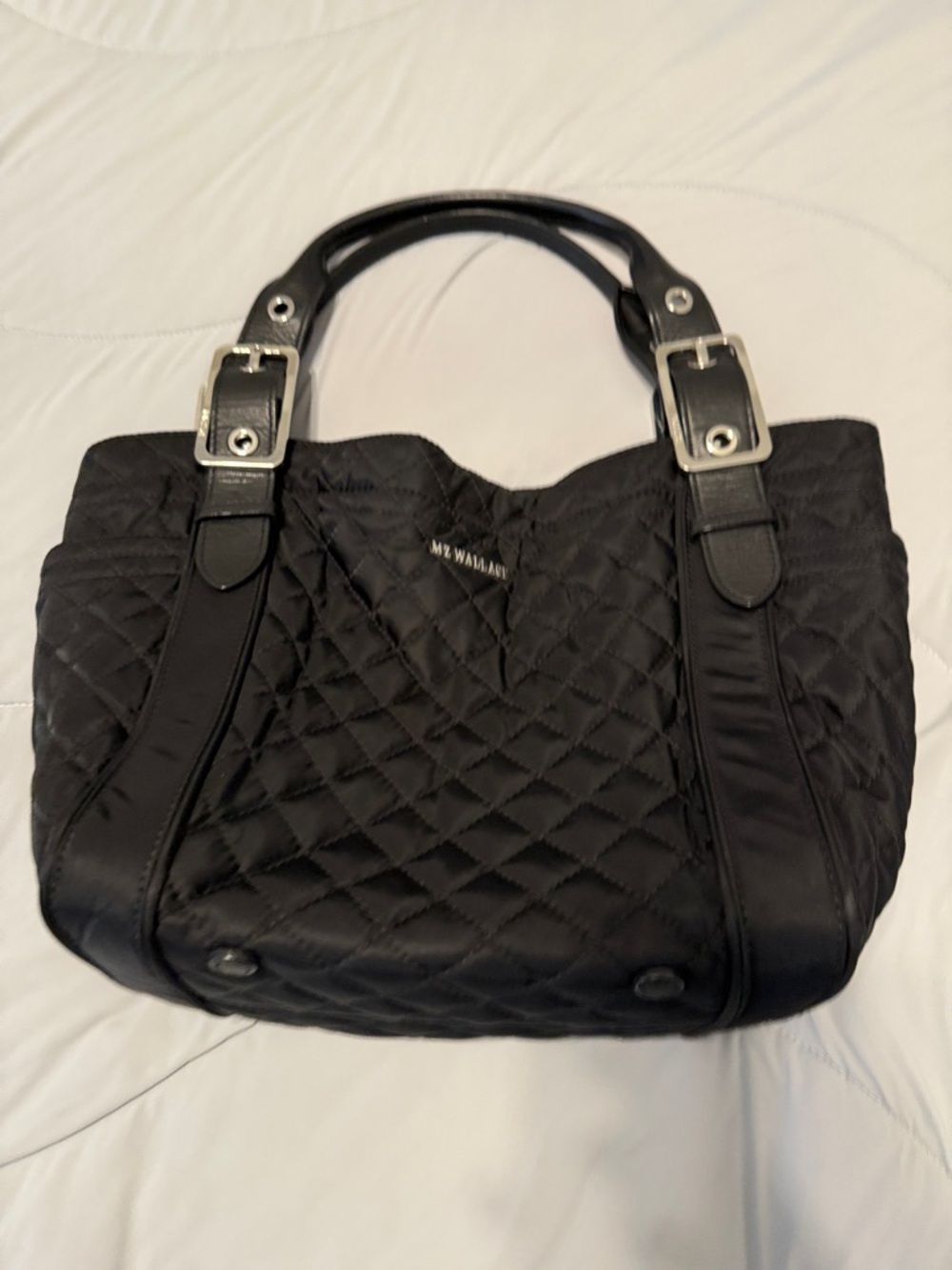 MZ Wallace Quilted Black Top-Handle Medium Tote